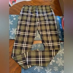 Burberry Checked stretch-jersey leggings. Size Large